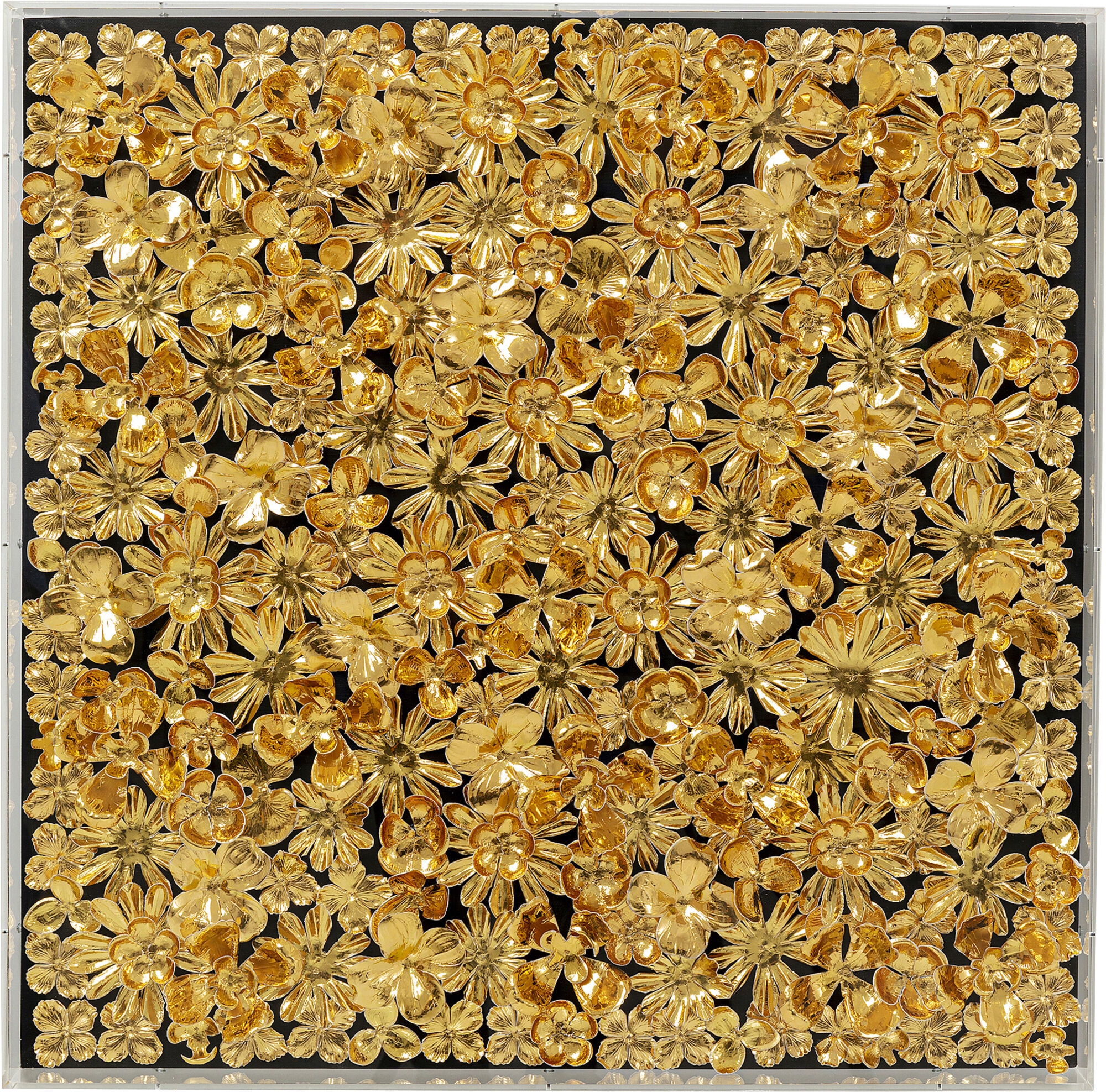 Decoratiune de perete cu rama Auriu Flower 80x80cm – imagine-1.