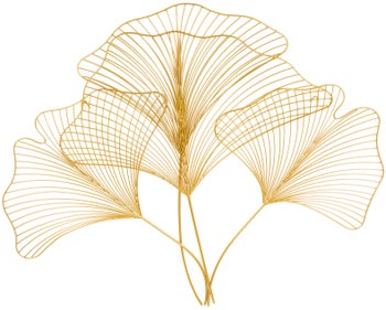 Dekoracja ścienna Miłorząb metalowa złota 90x76 cm – grafika-1.