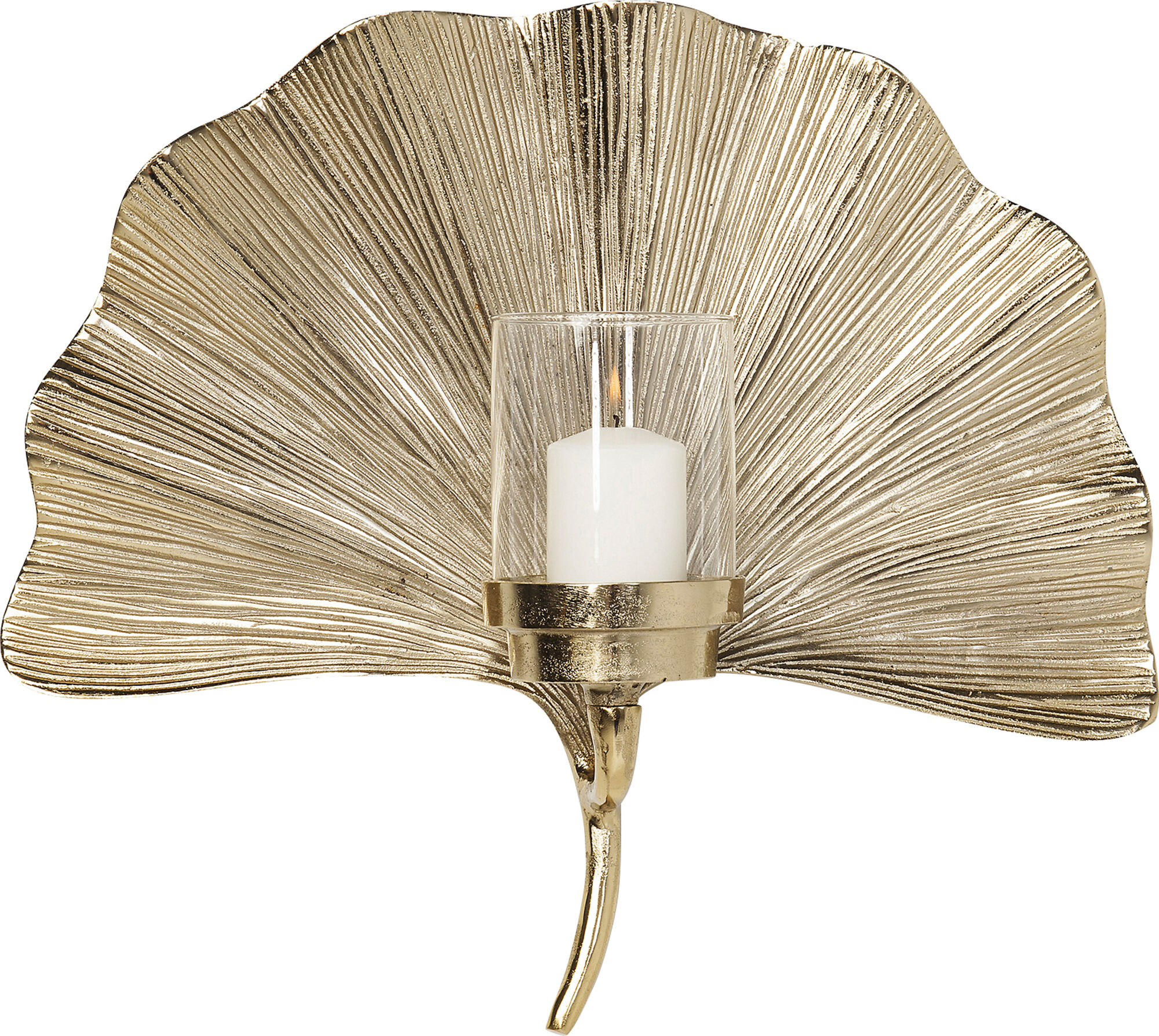 Świecznik ścienny aluminium szkło złoty 50x45 cm – obraz-1