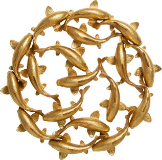 Väggdekor School of Koi - Guld Ø102cm – bild-1.
