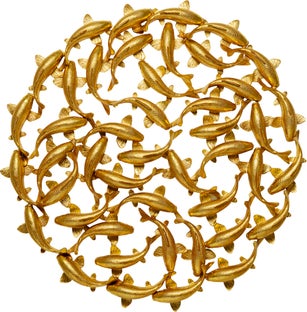 Väggdekoration School of Koi - Guld Ø160cm – bild-1.
