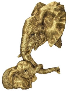 Decoratiune de perete Elephants Love Auriu 60x77 cm – imagine-1.