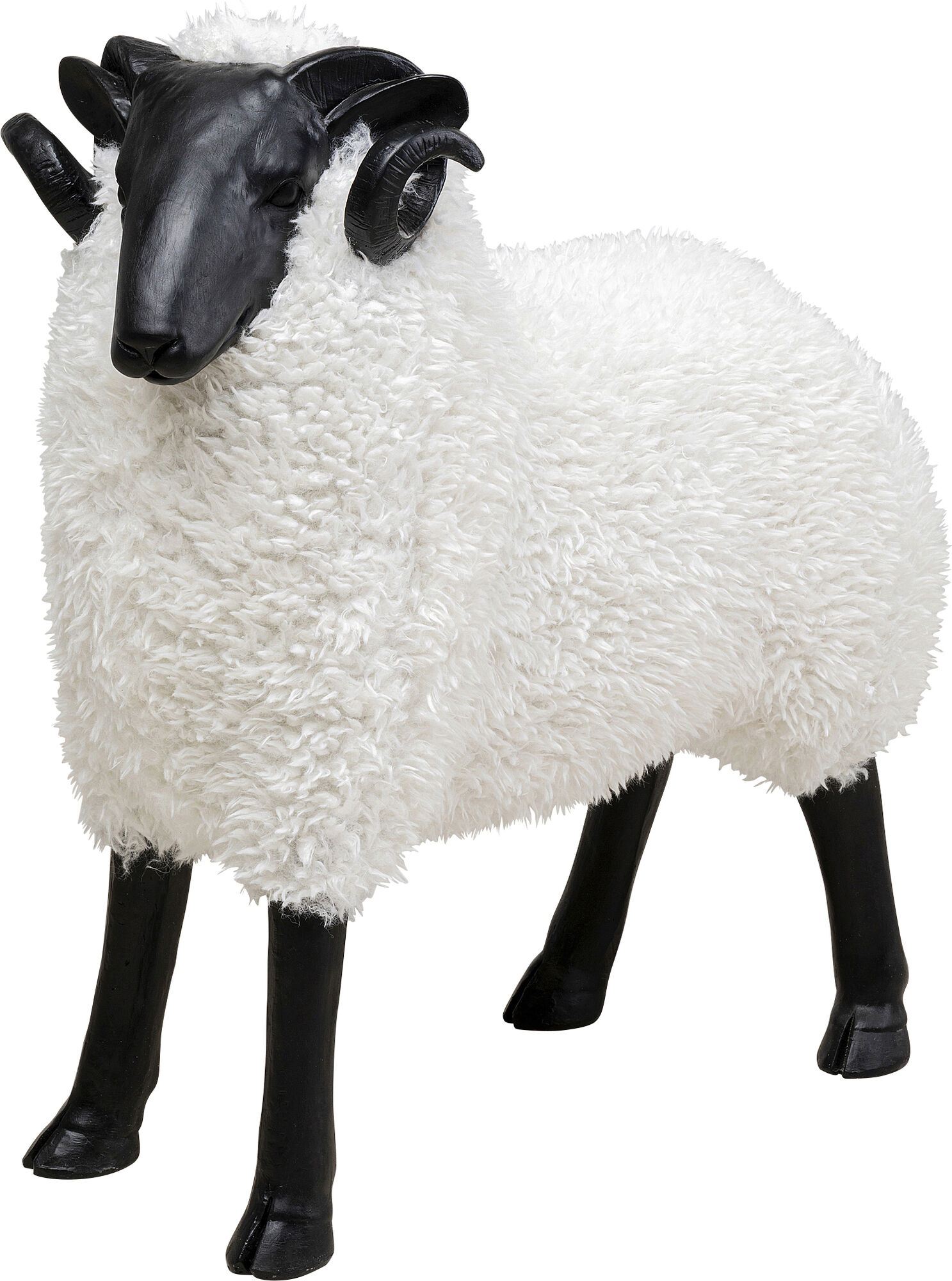 Dekoracja stojąca Bathilde Ram 80x78 cm biała - baran – grafika-1.