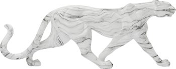 Dekoracja stojąca leopard imitująca marmur biało-czarna 129 cm – obraz-1