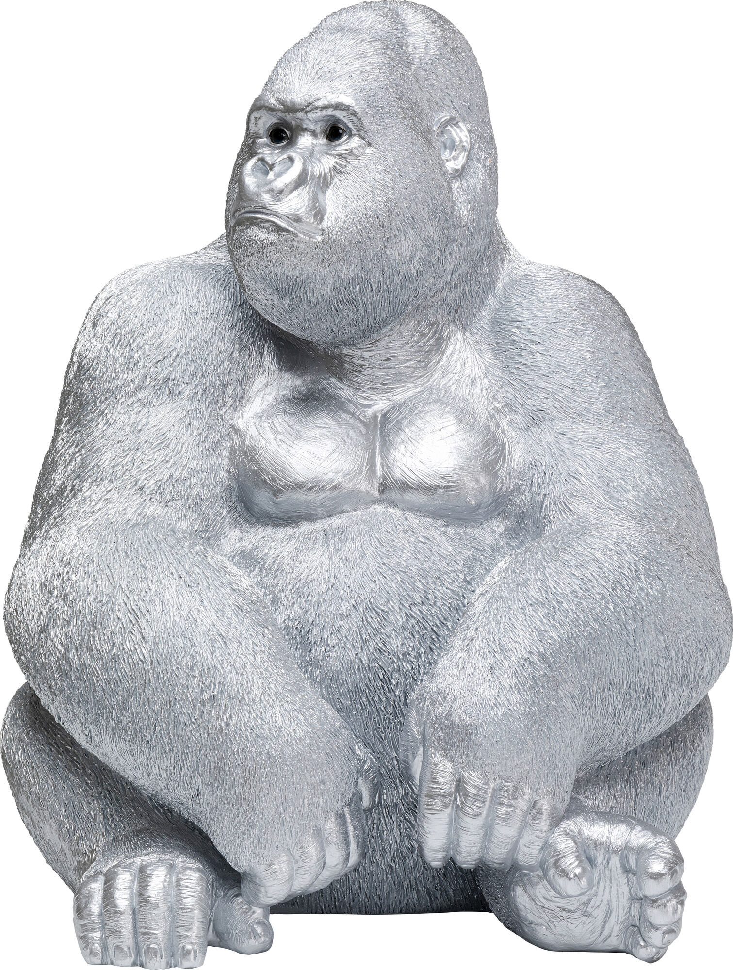 Monkey Gorilla XL koriste-esine, figuuri, matta hopea – kuva-1.