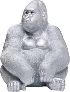 Monkey Gorilla XL koriste-esine, figuuri, matta hopea – kuva-1.