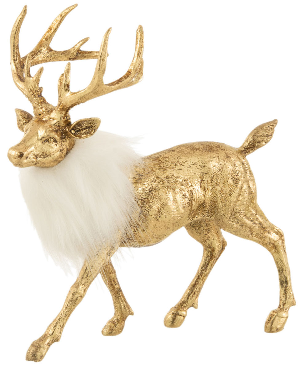 Dekoracja świąteczna złota renifer 23x8 cm – obraz-1