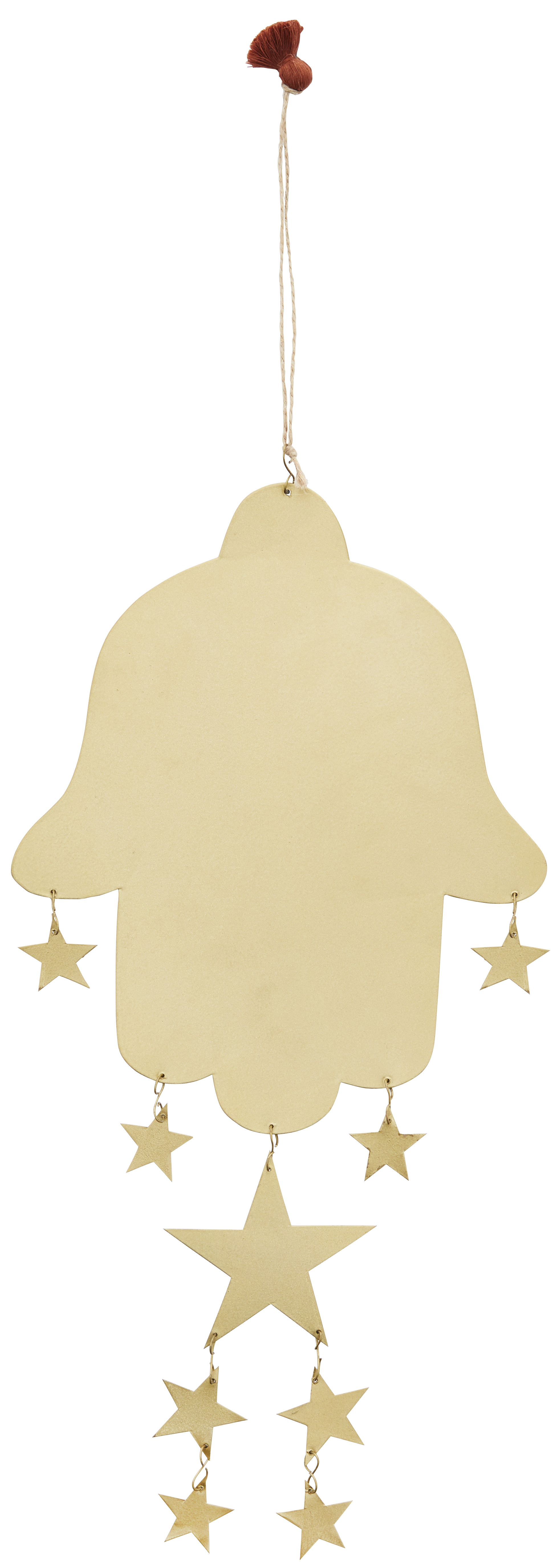 Dekoracja wisząca Hamsa 21x40 cm mosiężna antyczna – obraz-1