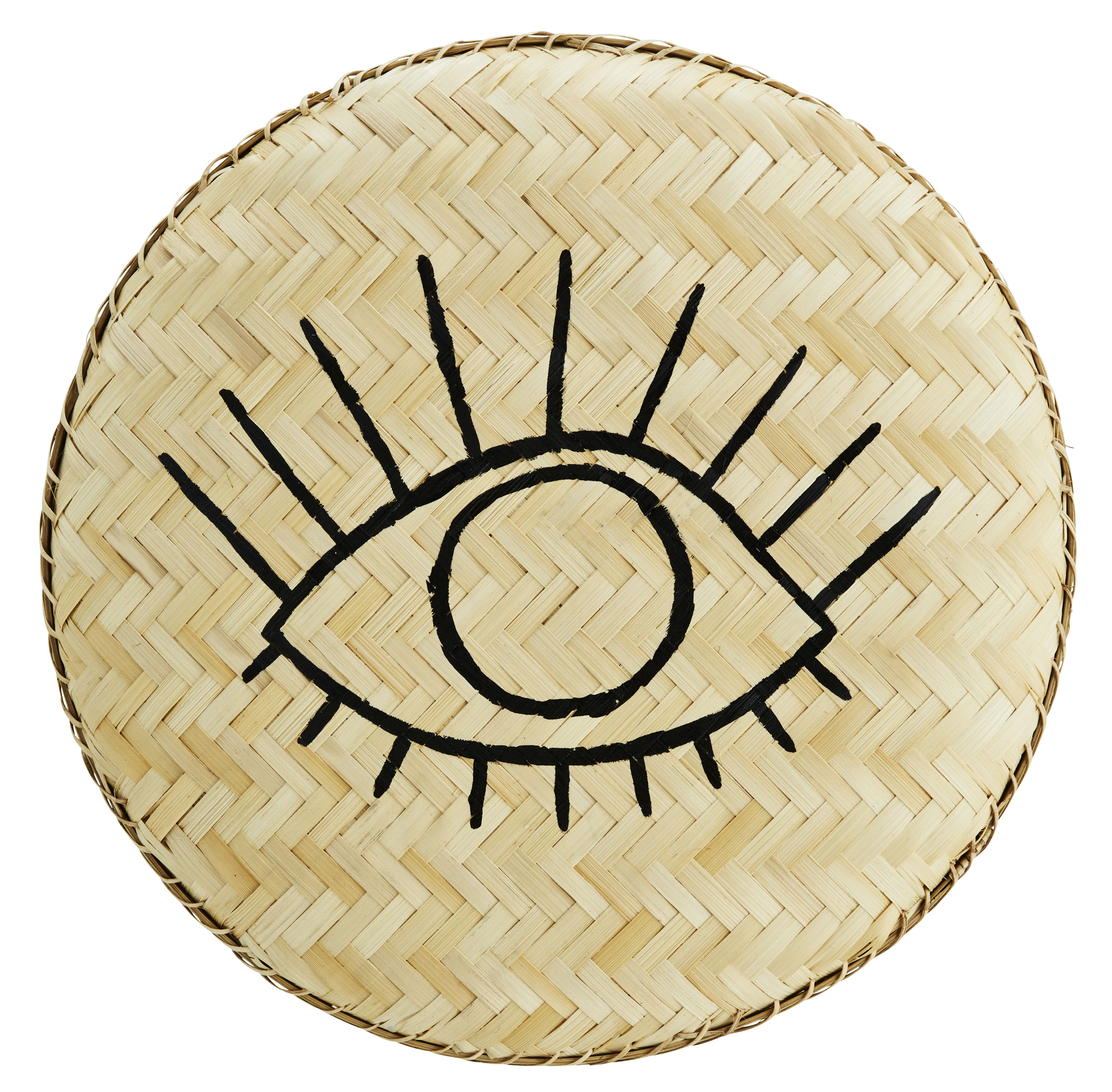 Dekoracja wisząca Handpainted Eye ∅40 cm naturalna – obraz-1