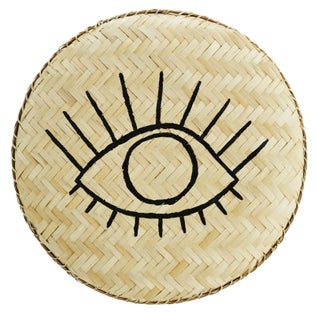 Dekoracja wisząca Handpainted Eye ∅40 cm naturalna – obraz-1
