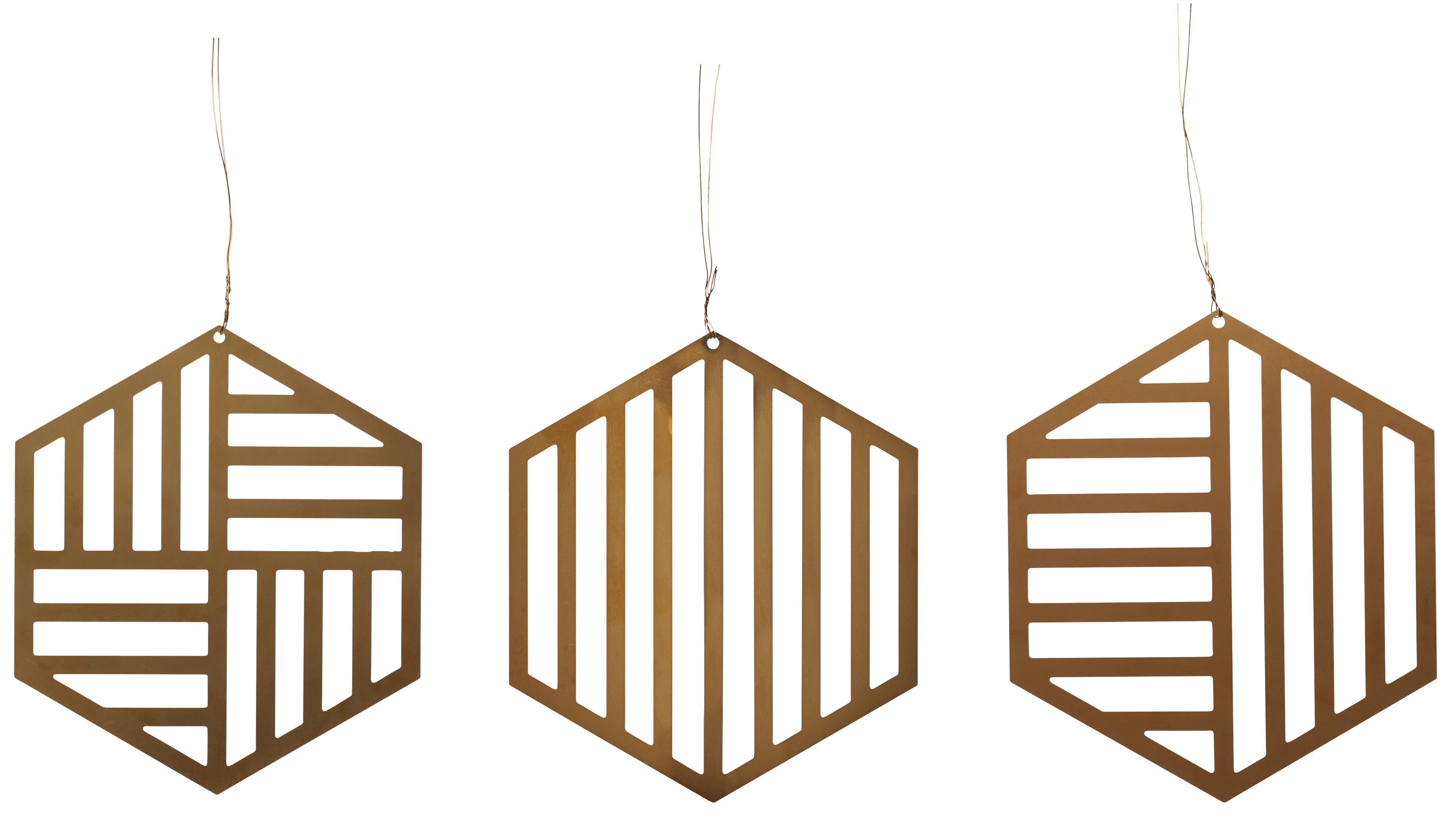 Dekoracje choinkowe Ornet Brass (3-set) 8x9 cm złote – obraz-1