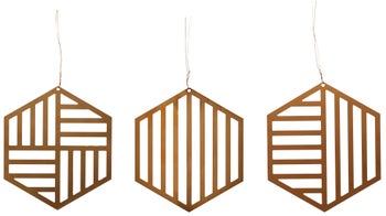 Dekoracje choinkowe Ornet Brass (3-set) 8x9 cm złote – obraz-1