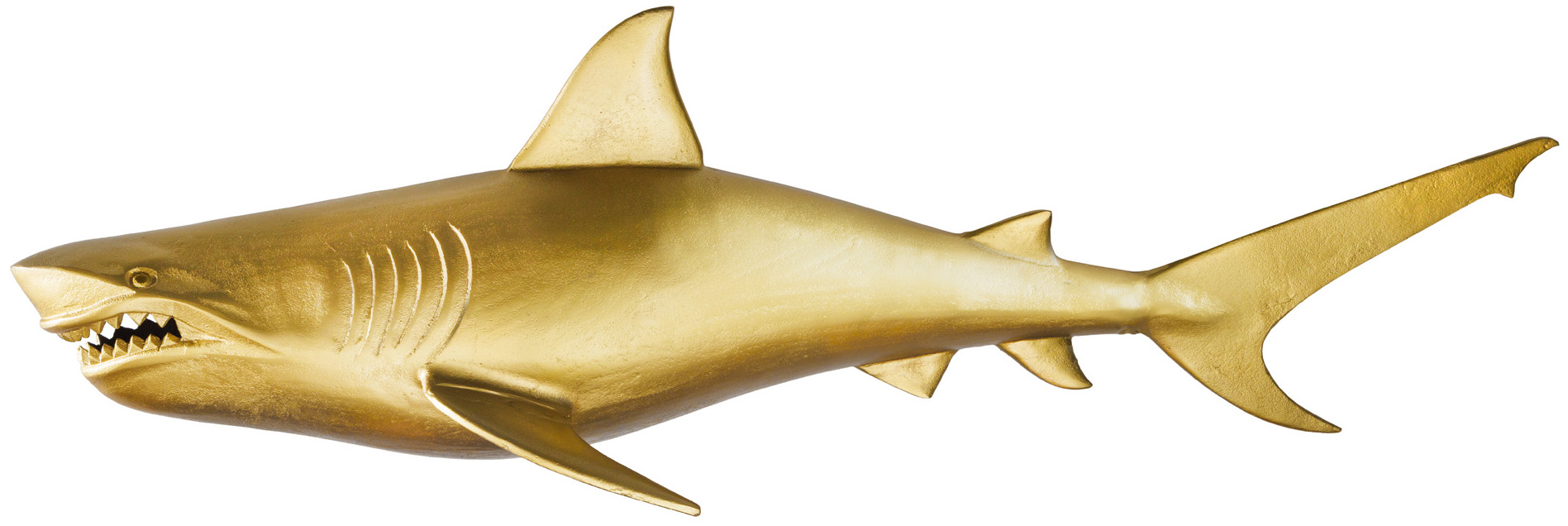 Złota dekoracja ścienna rekin z aluminium w nowoczesnym stylu – grafika-1.