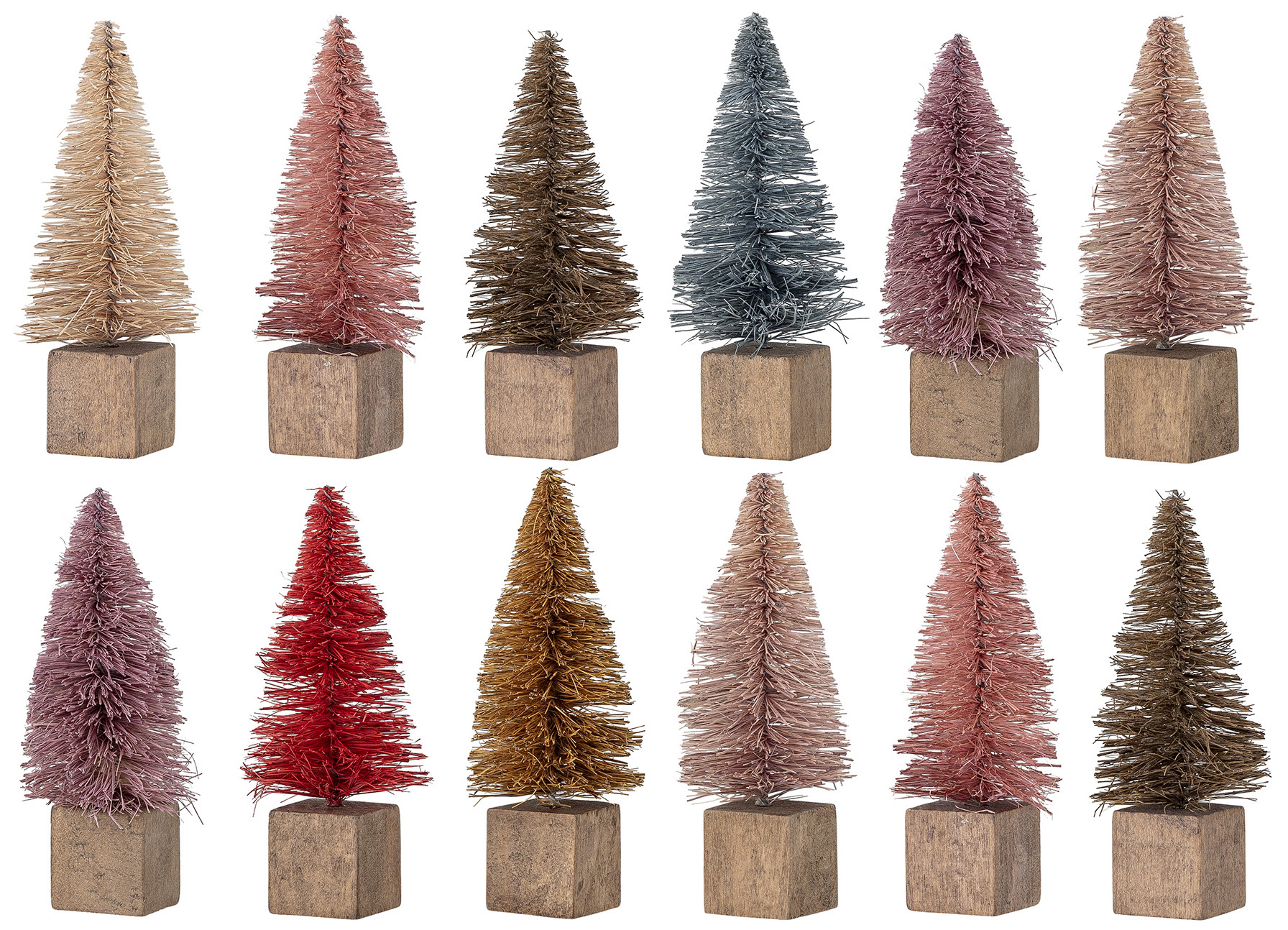 Zestaw 12 dekoracji świątecznych - kolorowe choinki – obraz-1