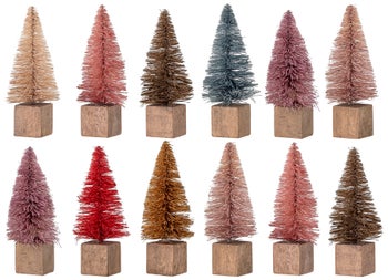 Zestaw 12 dekoracji świątecznych - kolorowe choinki – obraz-1