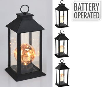 Декоративен фенер от метал 29 см черен – изображение-1