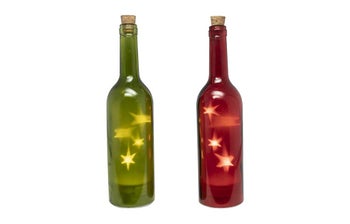 Декоративна бутилка с LED звездички – изображение-1