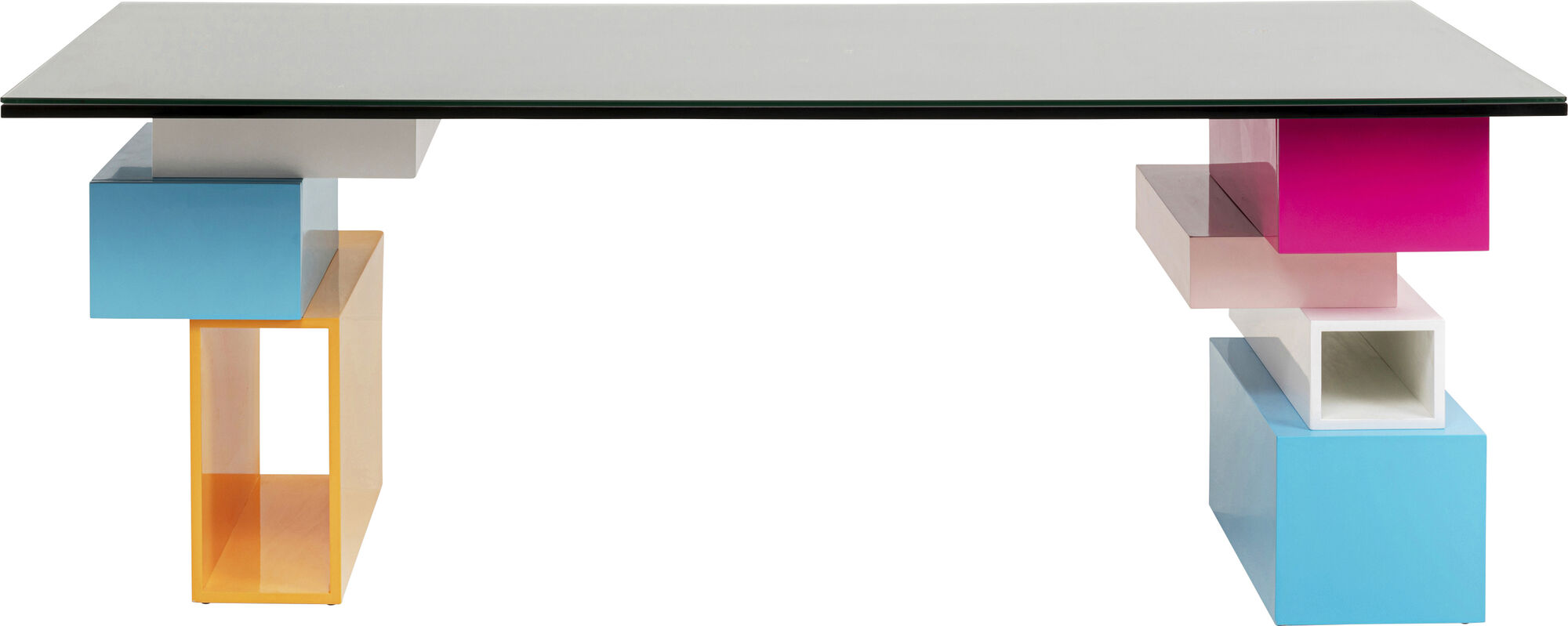 Dizainerio Karim Rashid rašomasis stalas Pixel su stikliniu stalviršiu 200x90cm – paveikslėlis-1.