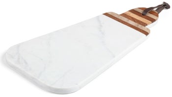 Deska do serwowania marmurowa biała 38x20 cm – obraz-1