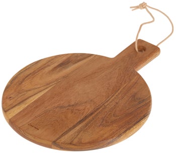 Deska do serwowania brązowa okrągła 32x25 cm – obraz-1