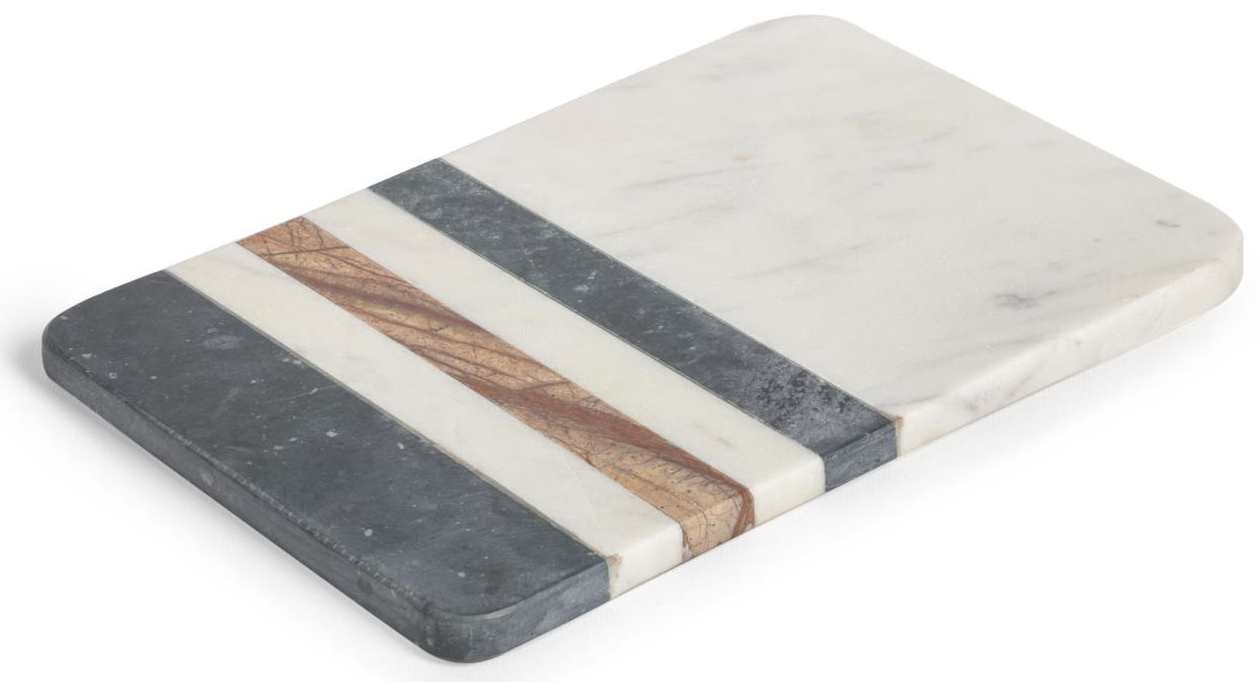 Deska do serwowania marmurowa zielona w paski 30x20 cm – obraz-1