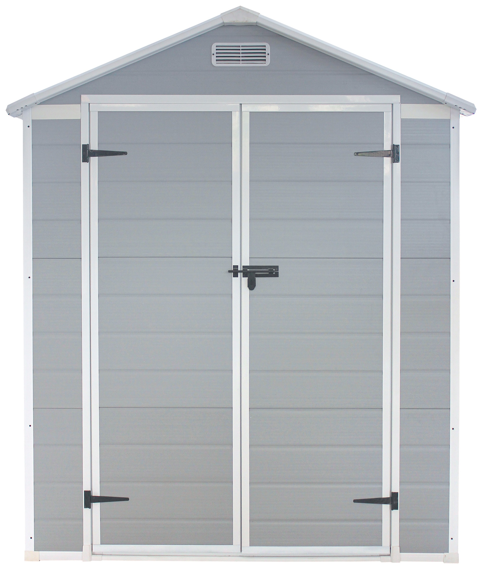 Domek narzędziowy dwudrzwiowy tworzywo sztuczne szary 182x210 cm – obraz-1