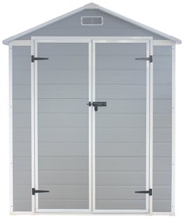 Domek narzędziowy dwudrzwiowy tworzywo sztuczne szary 182x210 cm – obraz-1