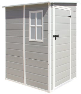 Domek narzędziowy jednodrzwiowy tworzywo sztuczne szary 151x193 cm – obraz-1