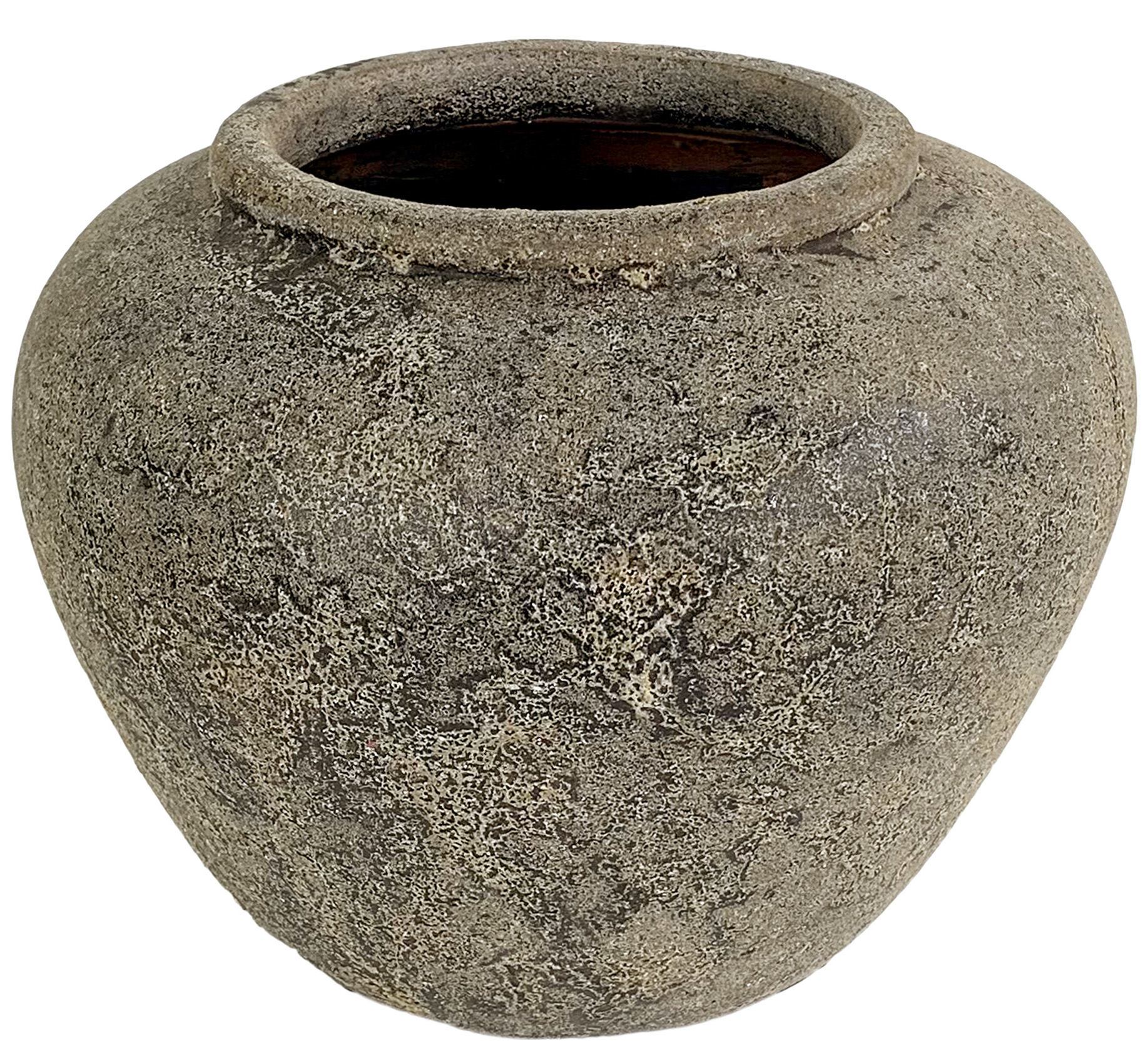 Donica dekoracyjna szara terakota Ø34x26 cm – obraz-1