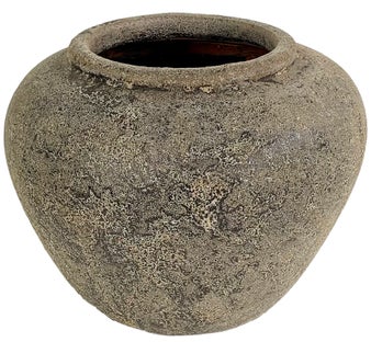 Donica dekoracyjna szara terakota Ø34x26 cm – obraz-1