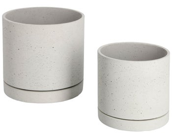 Zestaw dwóch doniczek ogrodowych jasnoszare Ø35 cm i Ø28 cm – obraz-1