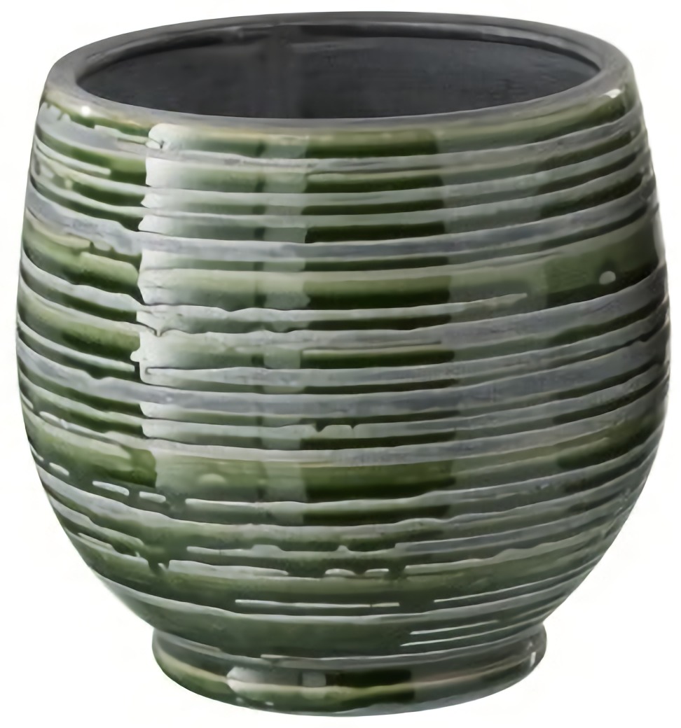 Doniczka ∅21x20 cm ciemnozielona – obraz-1
