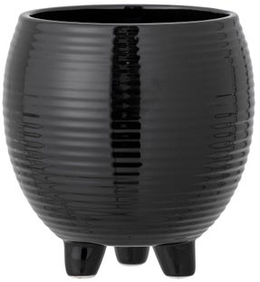 Doniczka ceramiczna na 3 nóżkach czarna połysk Ø14x14 cm – obraz-1