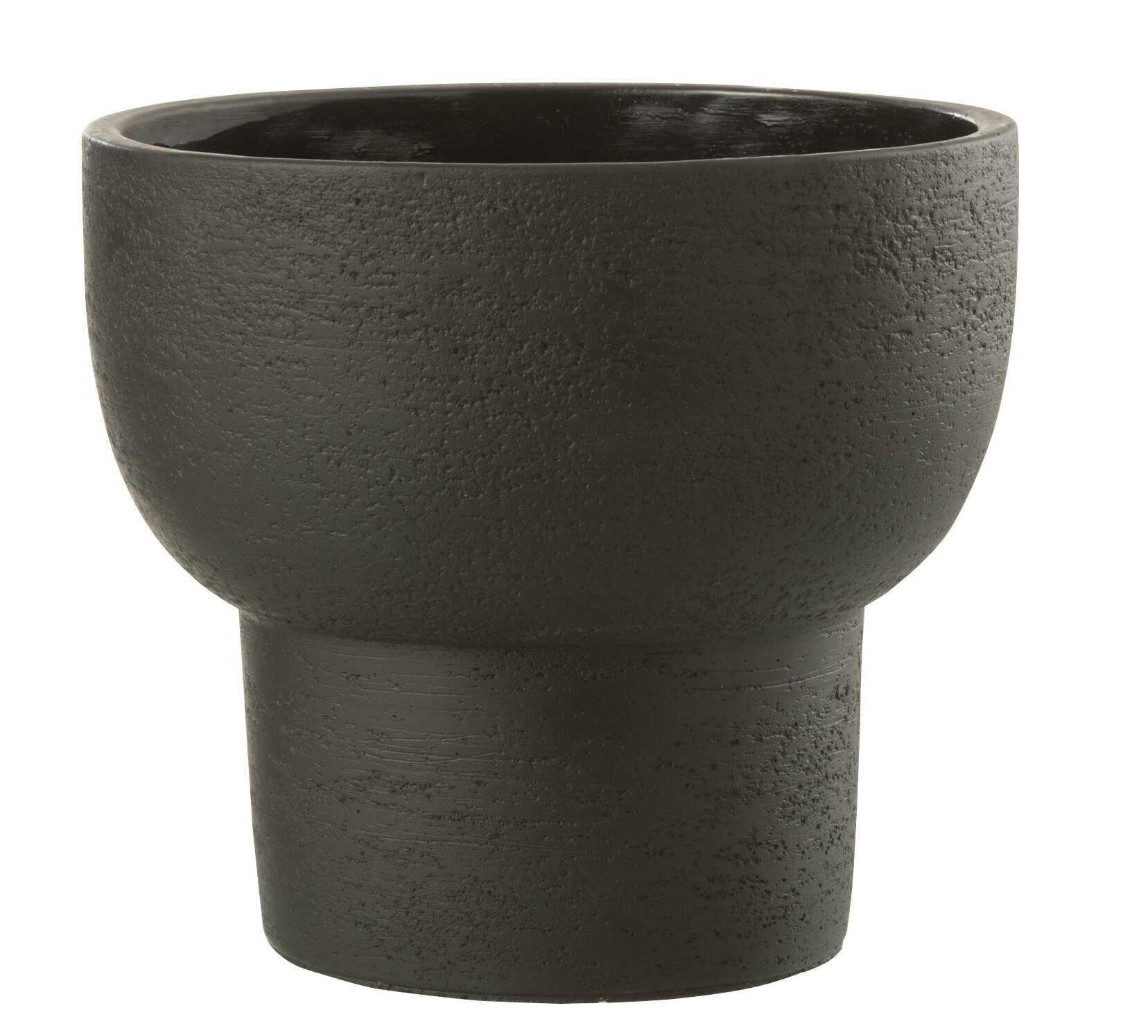 Doniczka czarna cementowa profilowana  Ø19 cm – obraz-1