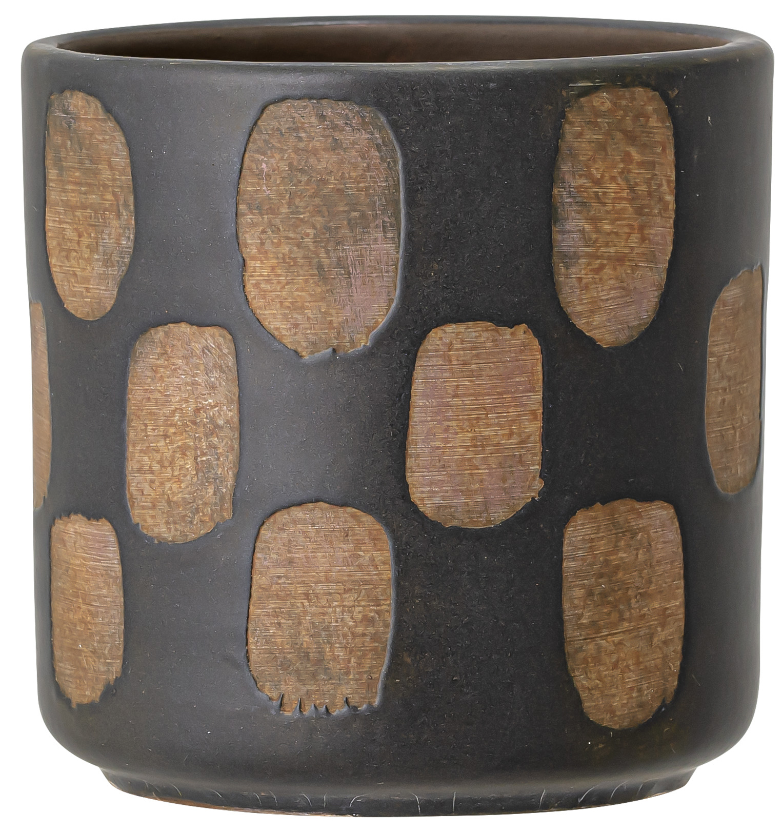 Doniczka dekoracyjna Huonex Ø12x12 cm czarno-brązowa – obraz-1