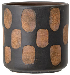 Doniczka dekoracyjna Huonex Ø12x12 cm czarno-brązowa – obraz-1