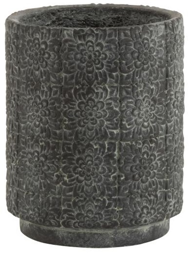 Doniczka Embossed Flowers Ø23x29 cm szara – obraz-1