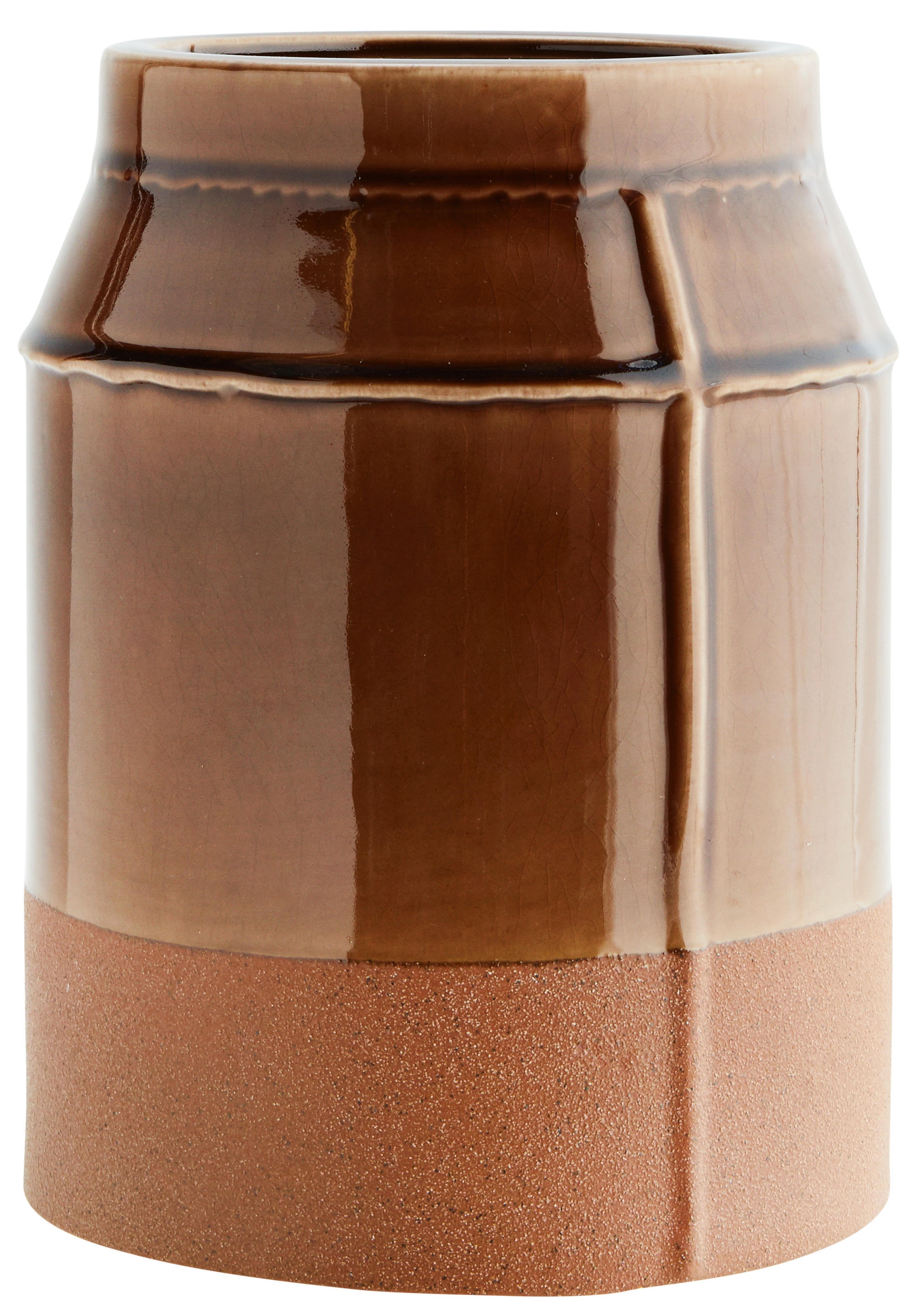 Doniczka z kamionki brązowa 18x24 cm – obraz-1