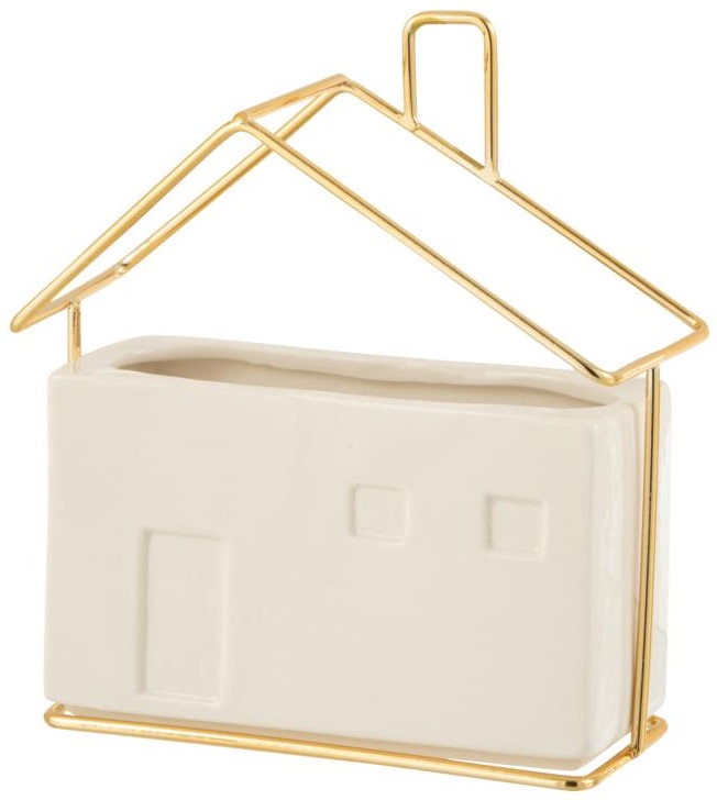 Doniczka ceramiczna biało-złota 17cm – obraz-1