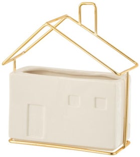 Doniczka ceramiczna biało-złota 17cm – obraz-1