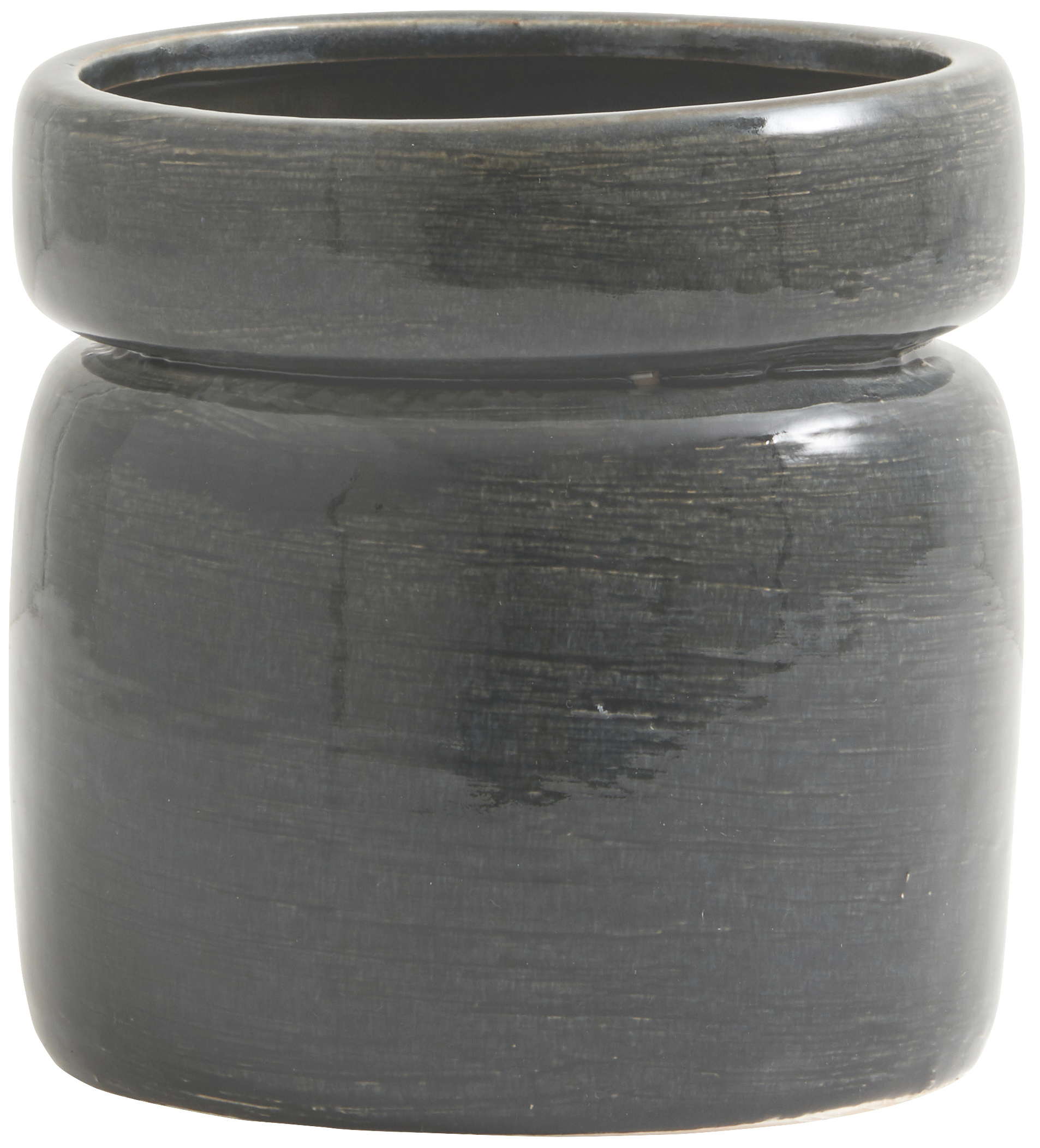 Doniczka ceramiczna ciemnoszara 15x16 cm – obraz-1