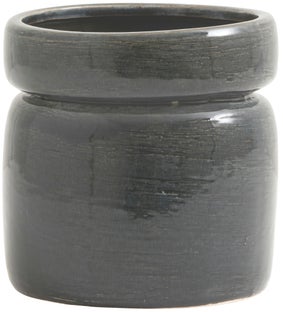 Doniczka ceramiczna ciemnoszara 15x16 cm – obraz-1