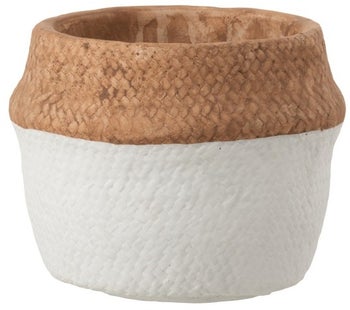 Doniczka Jane Ø18x14 cm biało-naturalna – obraz-1