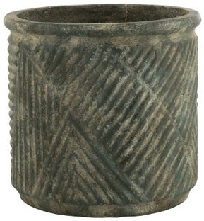 Doniczka Lines Ø38x36 cm ciemnozielona – obraz-1