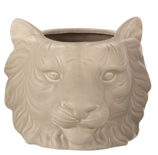 Doniczka ceramiczna beżowa 19x16 cm – obraz-1