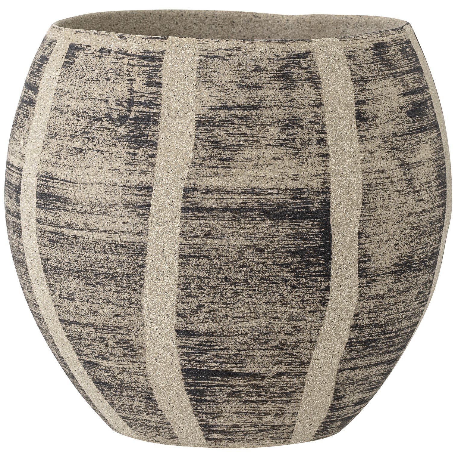 Doniczka z kamionki beżowo-czarna 19x17cm – obraz-1