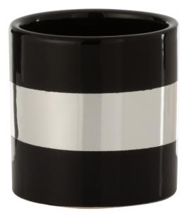 Doniczka Stripe Ø9x9 cm czarno-srebrna – obraz-1