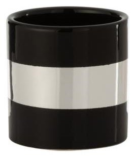 Doniczka Stripe Ø9x9 cm czarno-srebrna – obraz-1