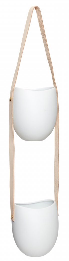 Doniczka wisząca ceramiczna biała 12x60 cm – obraz-1