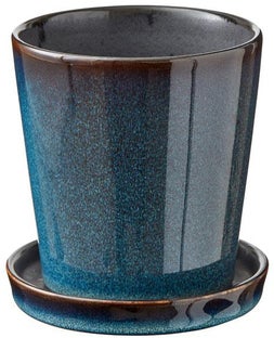 Doniczka z podstawką Bitz Ø10x11 cm ciemnoniebieska - środek czarny – obraz-1